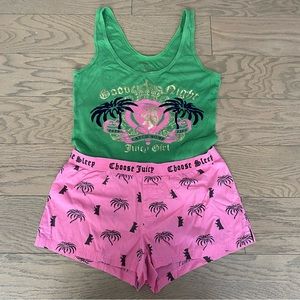 Vintage Juicy Couture Pink & Green Pajama set